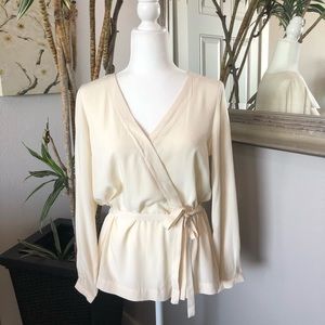 J CREW Mercantile Long Sleeve Faux Wrap Top Size 6